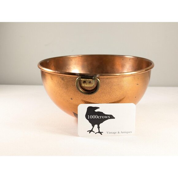 Vintage 8" copper mixing bowl, round bottom copper bowl vintage home decor, - Picture 2 of 10